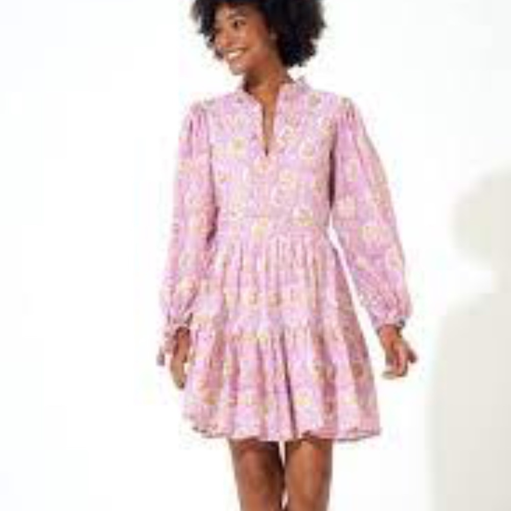 OLIPHANT HAVELI ROSE PINK Balloon sleeve DRESS Size XL NWOT